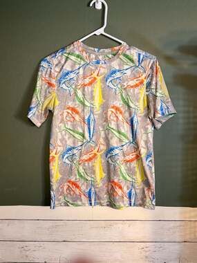 Reel Legends Reel-Tec Youth Large Marlins Performance Fishing Short Sleeve Shirt